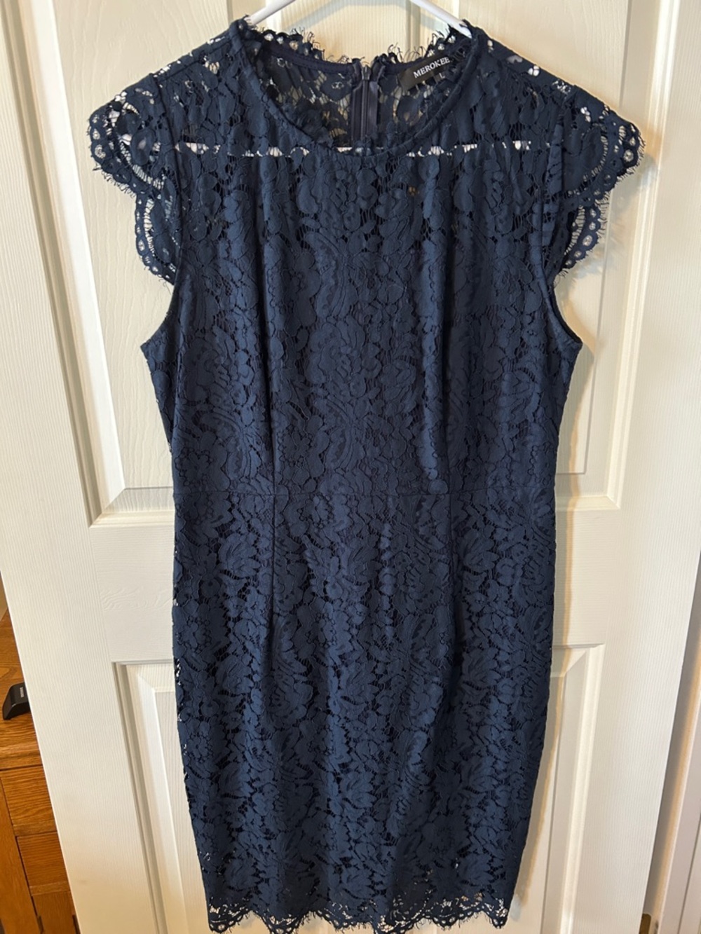 Merona Navy Lace Cap-Sleeve Midi Dress